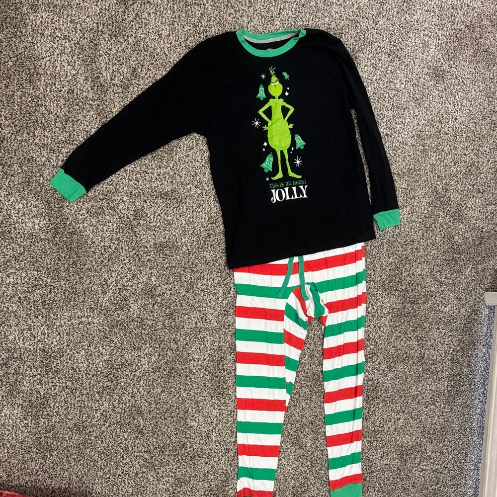 Kids Black and Green Grinch Pajamas